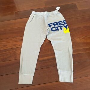 Freecity Light Gray women’s Joggers with Blue and Yellow Accents